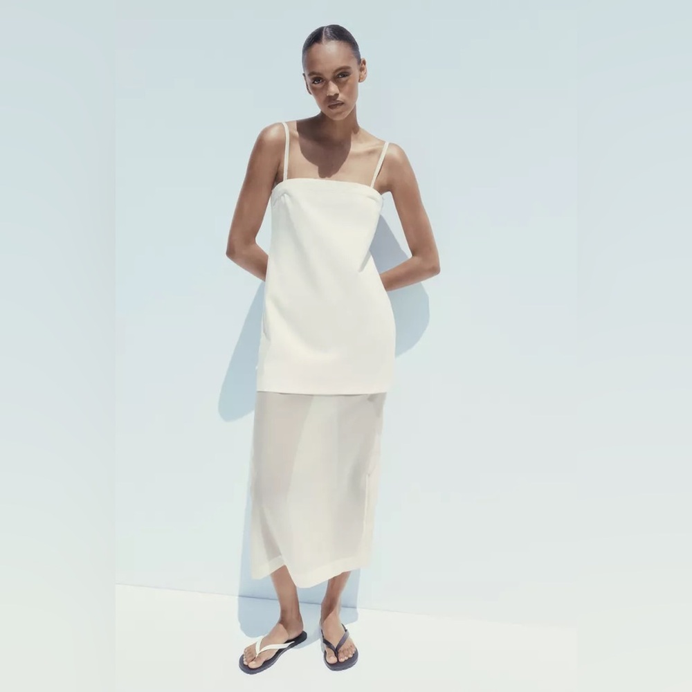 ORGANZA COMBINATION MIDI DRESS ZARA